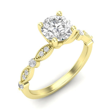 18K & Platinum Milgrain Engagement Ring