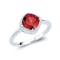 10k Gold Diamond Cushion Cut Gemstone Ring