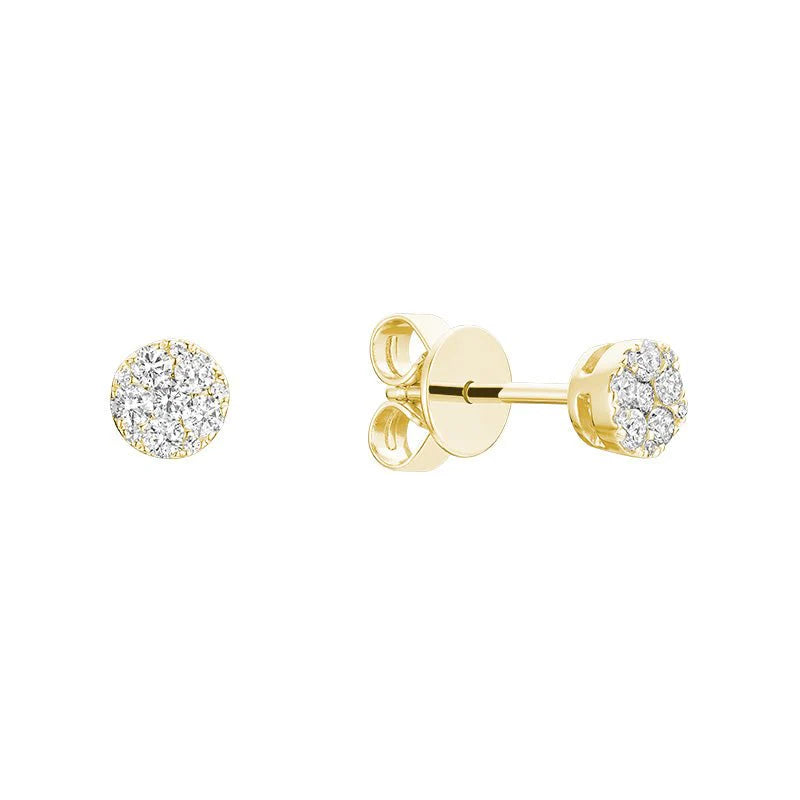 14K White Gold Diamond Cluster Studs