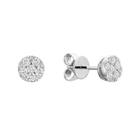 14K White Gold Diamond Cluster Studs