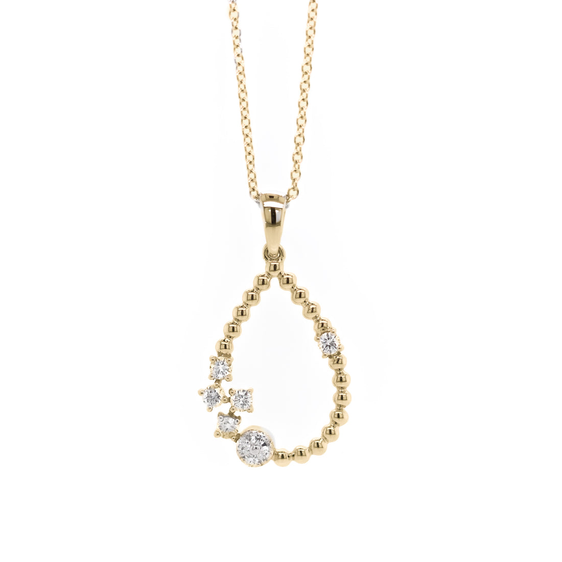 14k Gold Diamond Teardrop Necklace