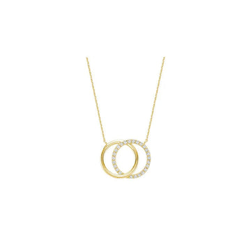 14k Gold Double Circle Diamond Necklace