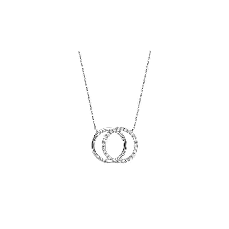 14k Gold Double Circle Diamond Necklace