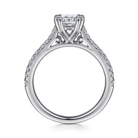 Gabriel & Co Vintage Inspired 14K White Gold Cushion Cut Diamond Engagement Ring