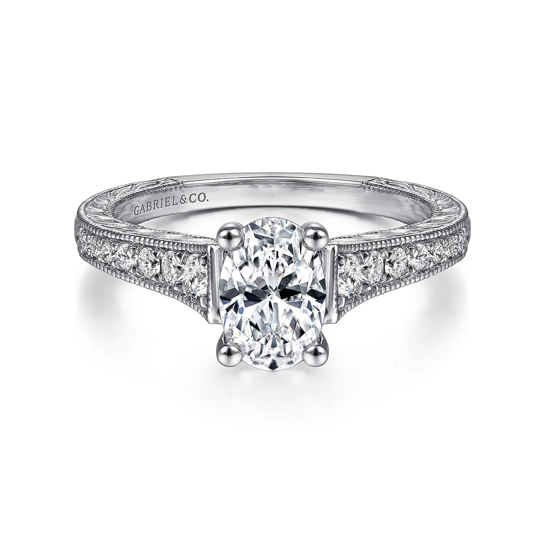 Gabriel & Co 14K White Gold Oval Diamond Engagement Ring