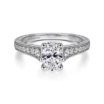 Gabriel & Co 14K White Gold Oval Diamond Engagement Ring