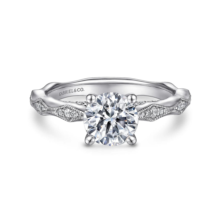 Gabriel & Co 14K White Gold Round Diamond Engagement Ring