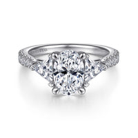 Gabriel & Co 14K White Gold Oval 3 Stone Diamond Engagement Ring