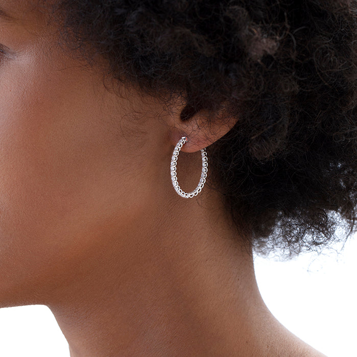 Signature Oval Diamond Hoops