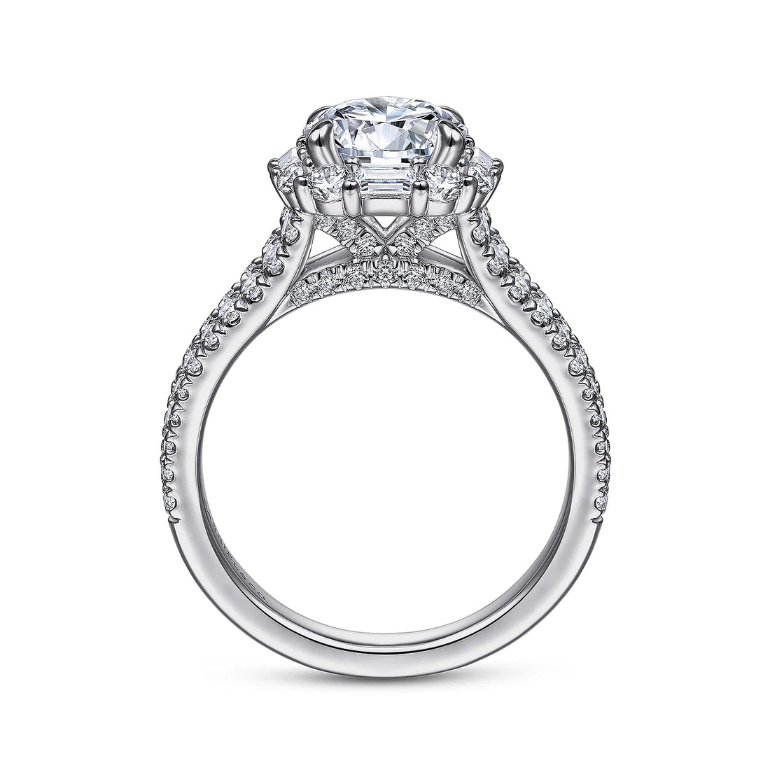 Gabriel & Co 14K White Gold Cushion Halo  Diamond Engagement Ring