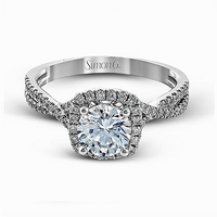 Simon G Square Halo Engagement Ring