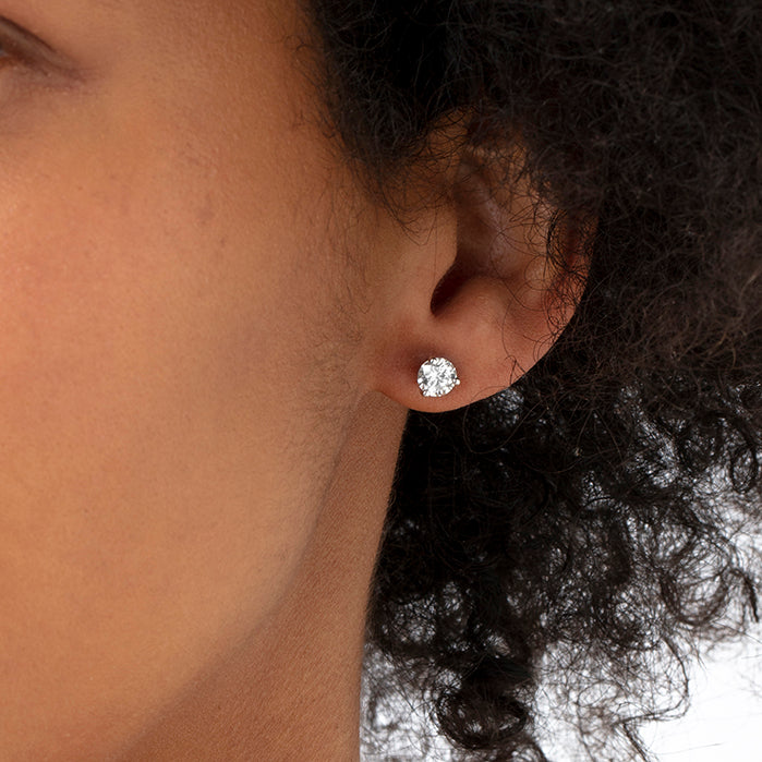 Three Prong Diamond Studs