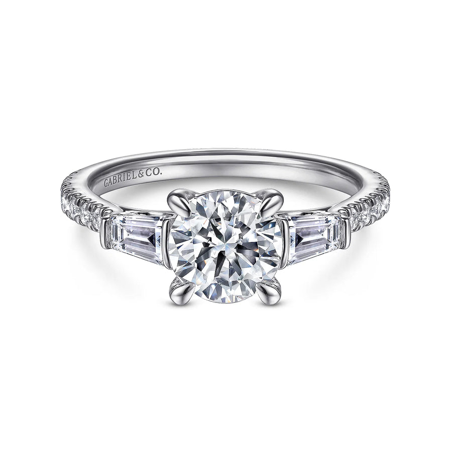 Gabriel & Co 14K White Gold Round Three Stone Diamond Engagement Ring