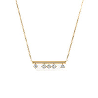 18K Gold Barre Floating Diamond Necklace