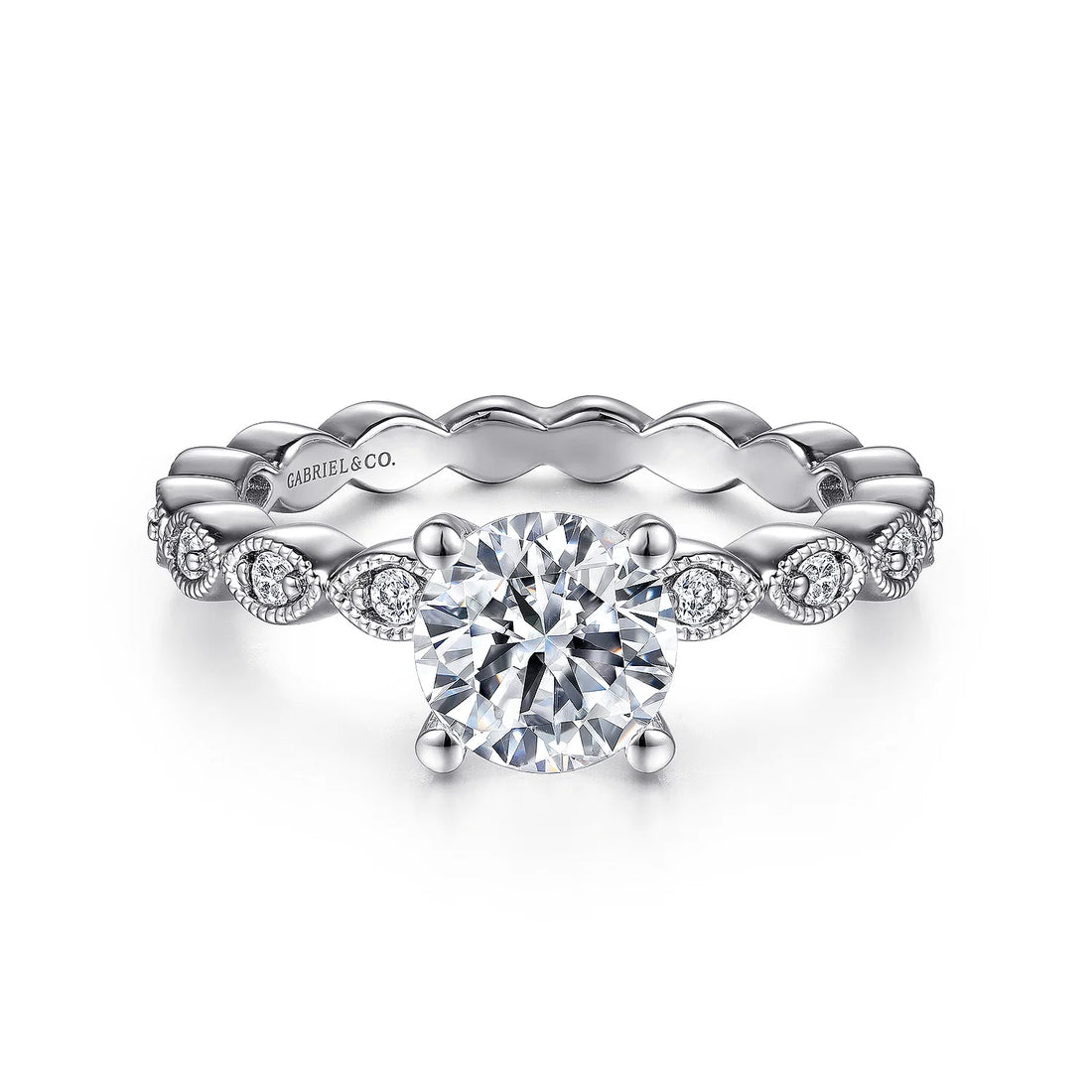 Gabriel & Co 14K White Gold Round Diamond Engagement Ring