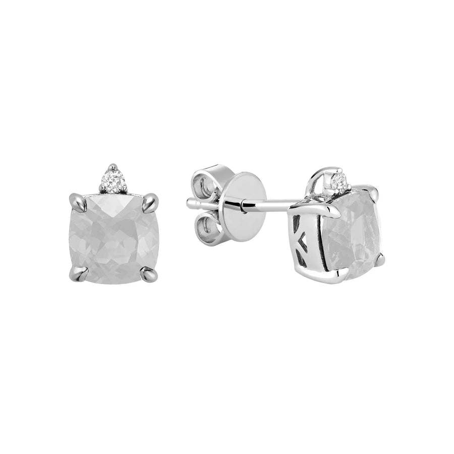 10k White Gold Diamond & Birthstone Earrings