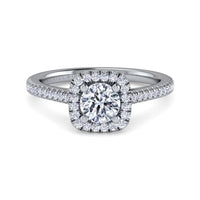 Gabriel & Co 14K White Gold Round Halo Diamond Engagement Ring