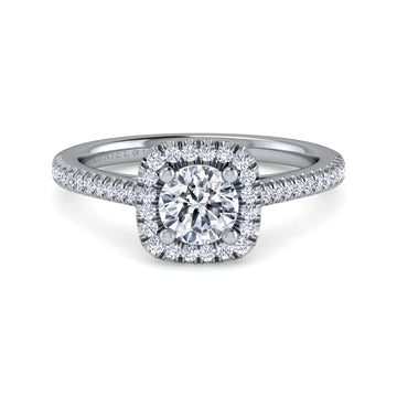 Gabriel & Co 14K White Gold Round Halo Diamond Engagement Ring