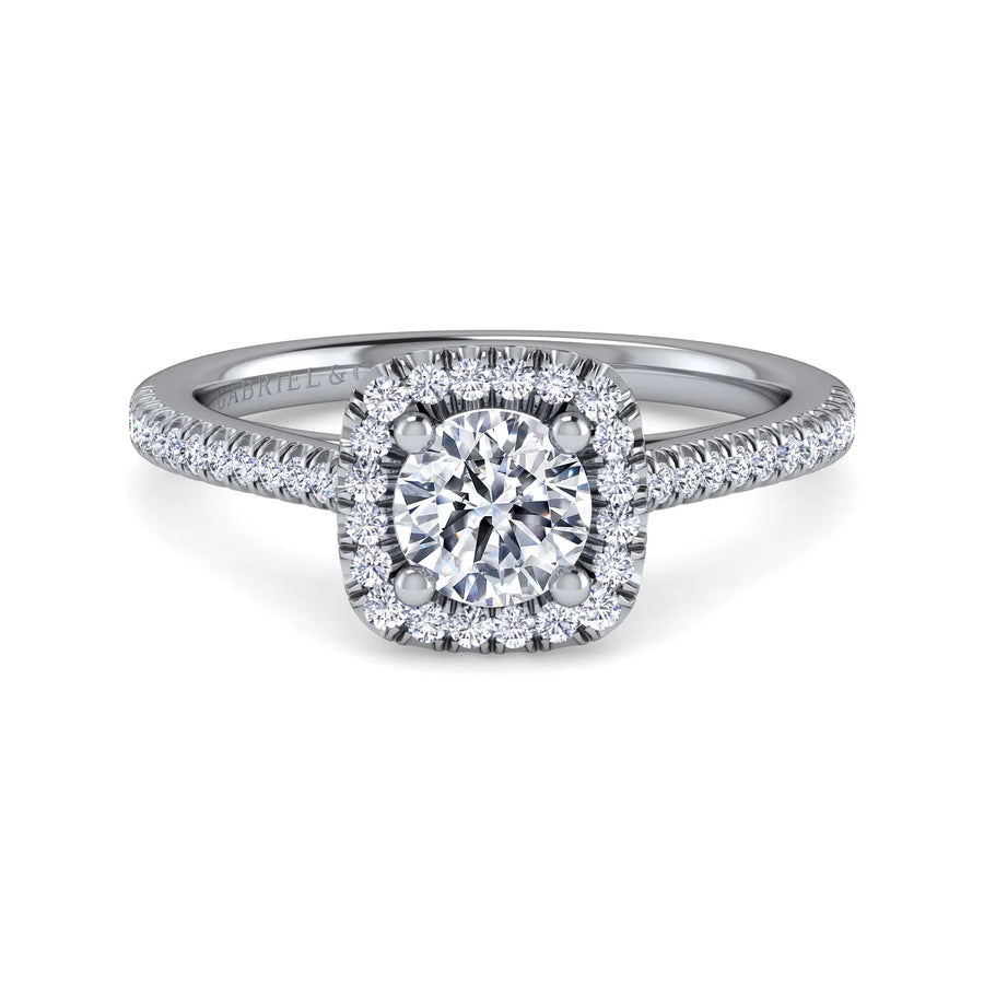 Gabriel & Co 14K White Gold Round Halo Diamond Engagement Ring