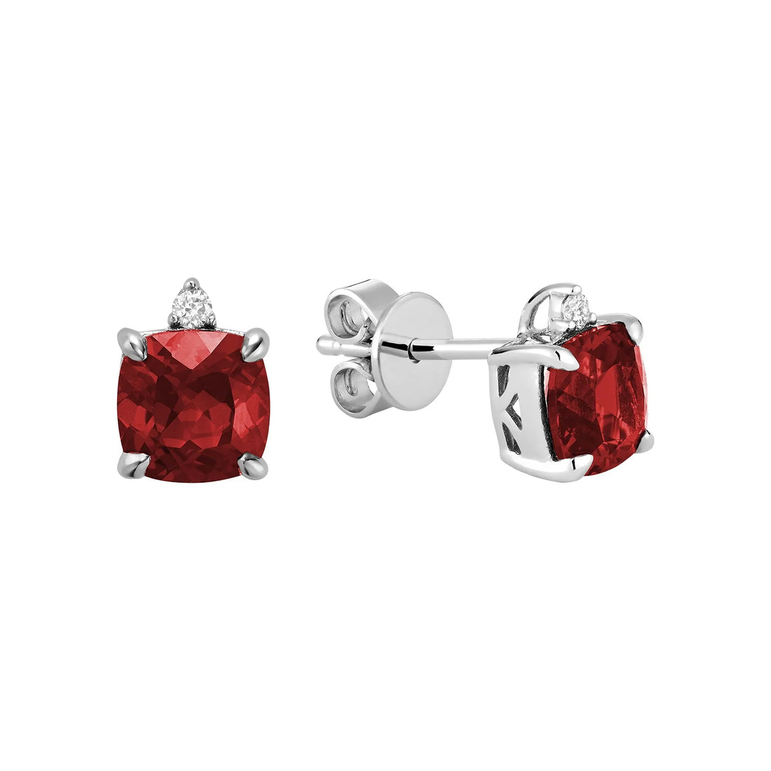 10k White Gold Diamond & Birthstone Earrings