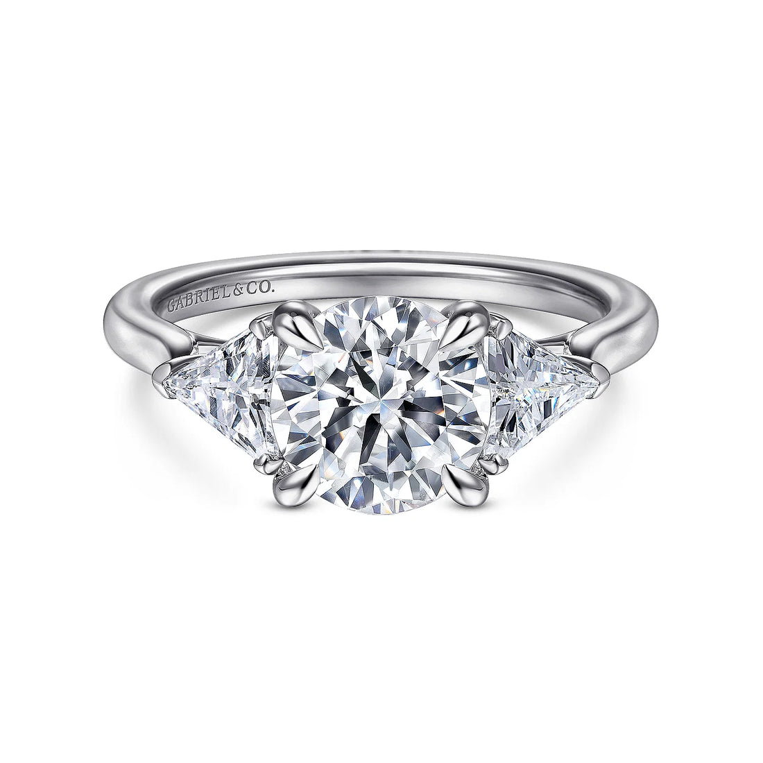 Gabriel & Co 14K White Gold Round Three Stone Diamond Engagement Ring