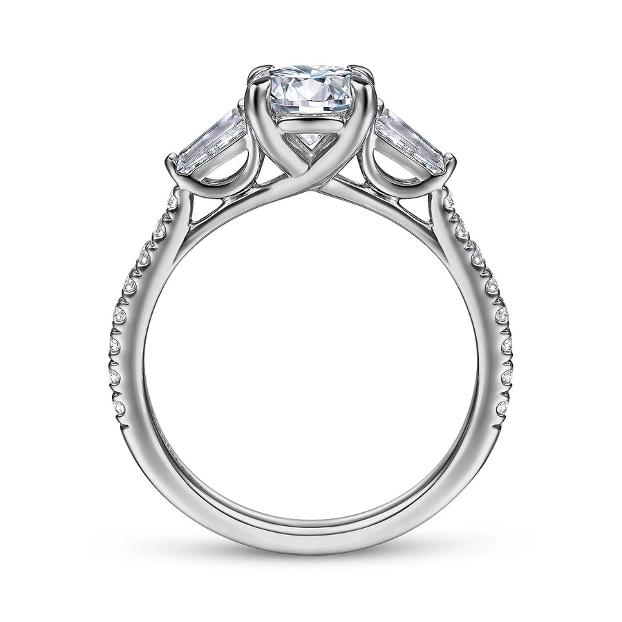 Gabriel & Co 14K White Gold Round Three Stone Diamond Engagement Ring