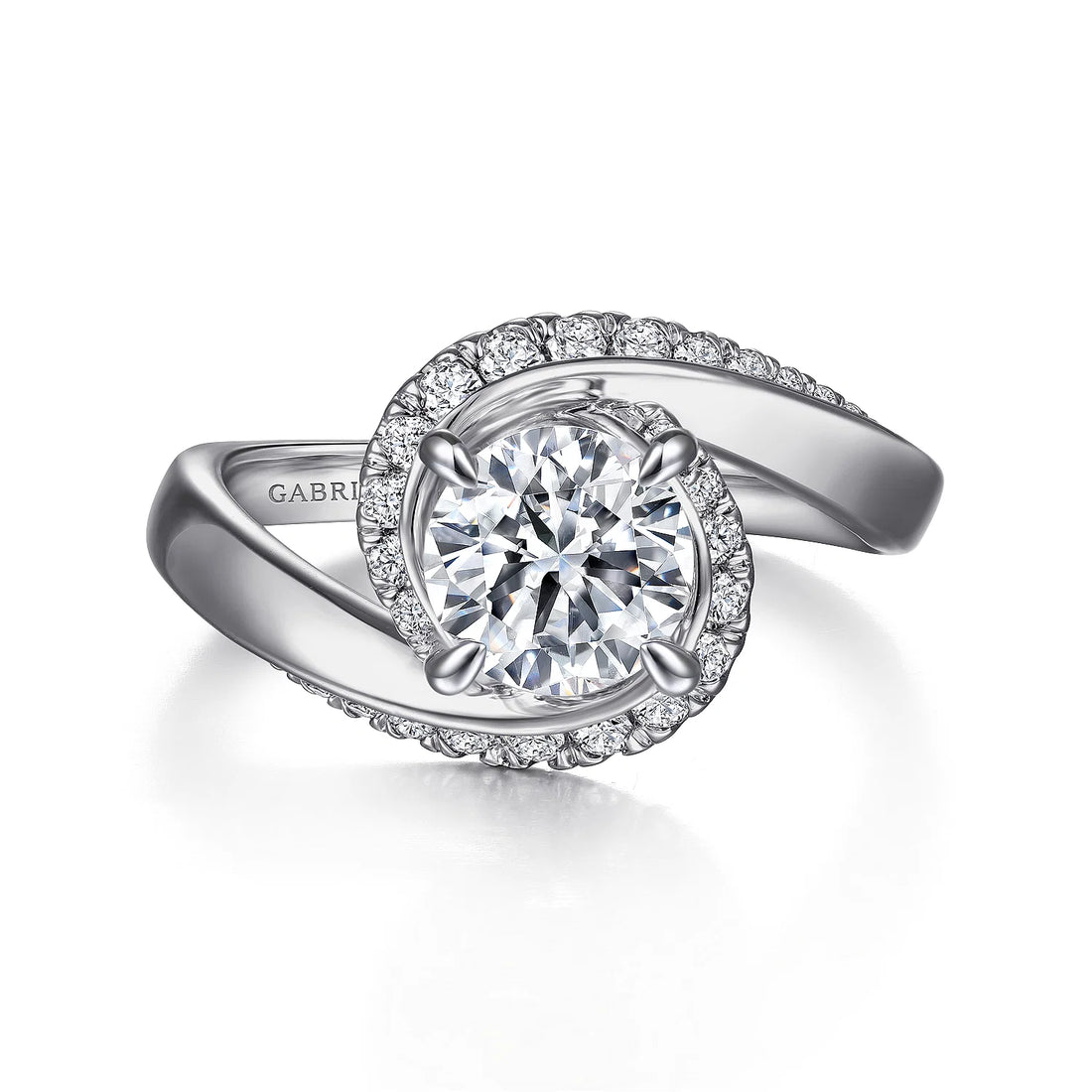 Gabriel & Co 14K White Gold Bypass Round Diamond Engagement Ring