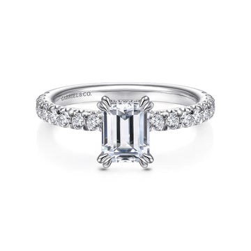 Gabriel & Co 14K White Gold Emerald Cut Diamond Engagement Ring