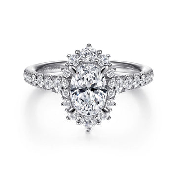 Gabriel & Co 14K White Gold Oval Halo Diamond Engagement Ring