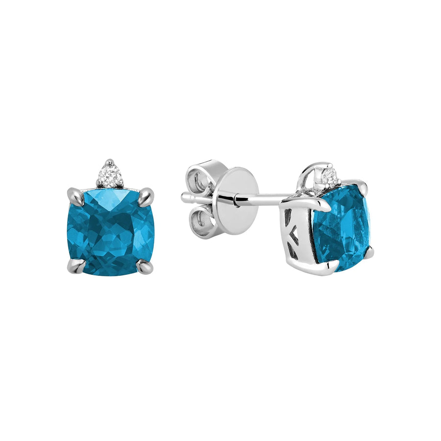 10k White Gold Diamond & Birthstone Earrings