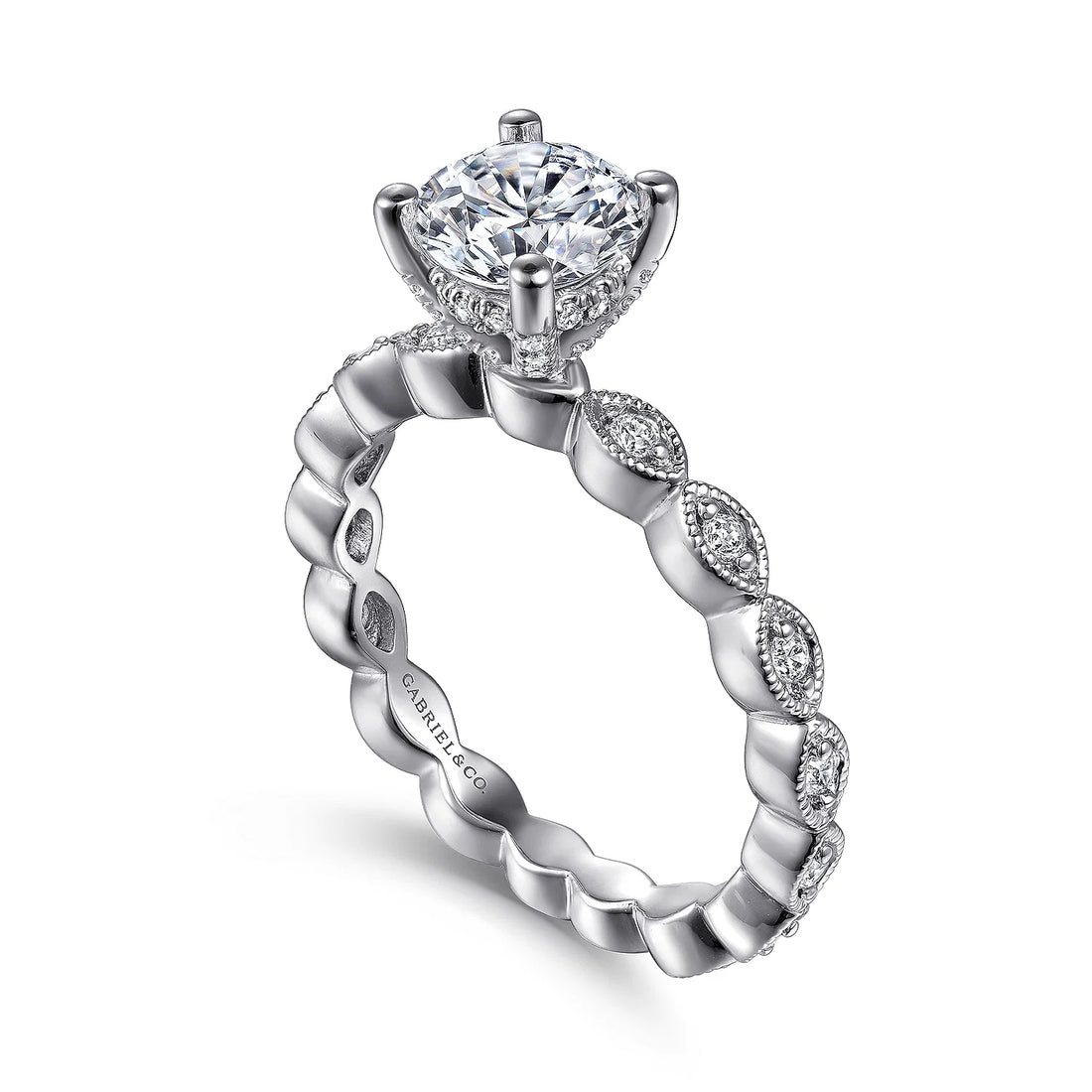 Gabriel & Co 14K White Gold Round Diamond Engagement Ring