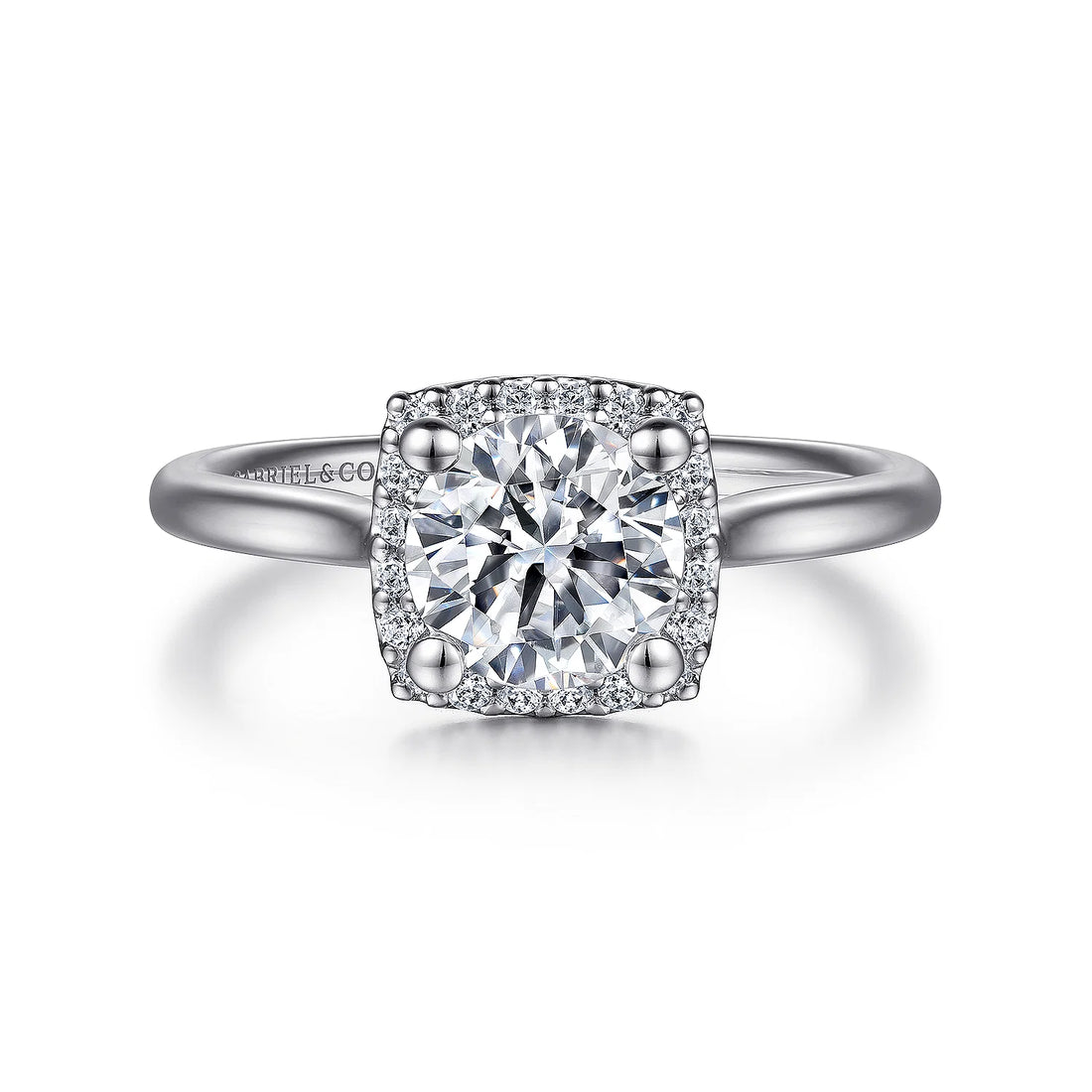 Gabriel & Co 14K White Gold Round Halo Diamond Engagement Ring