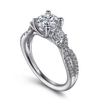 Gabriel & Co 14K White Gold Round Three Stone Diamond Engagement Ring