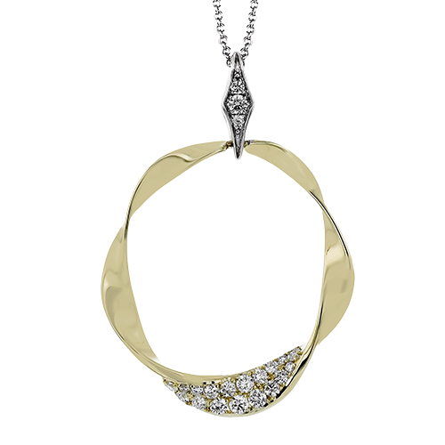 14k Gold Diamond Twisted Circle Necklace