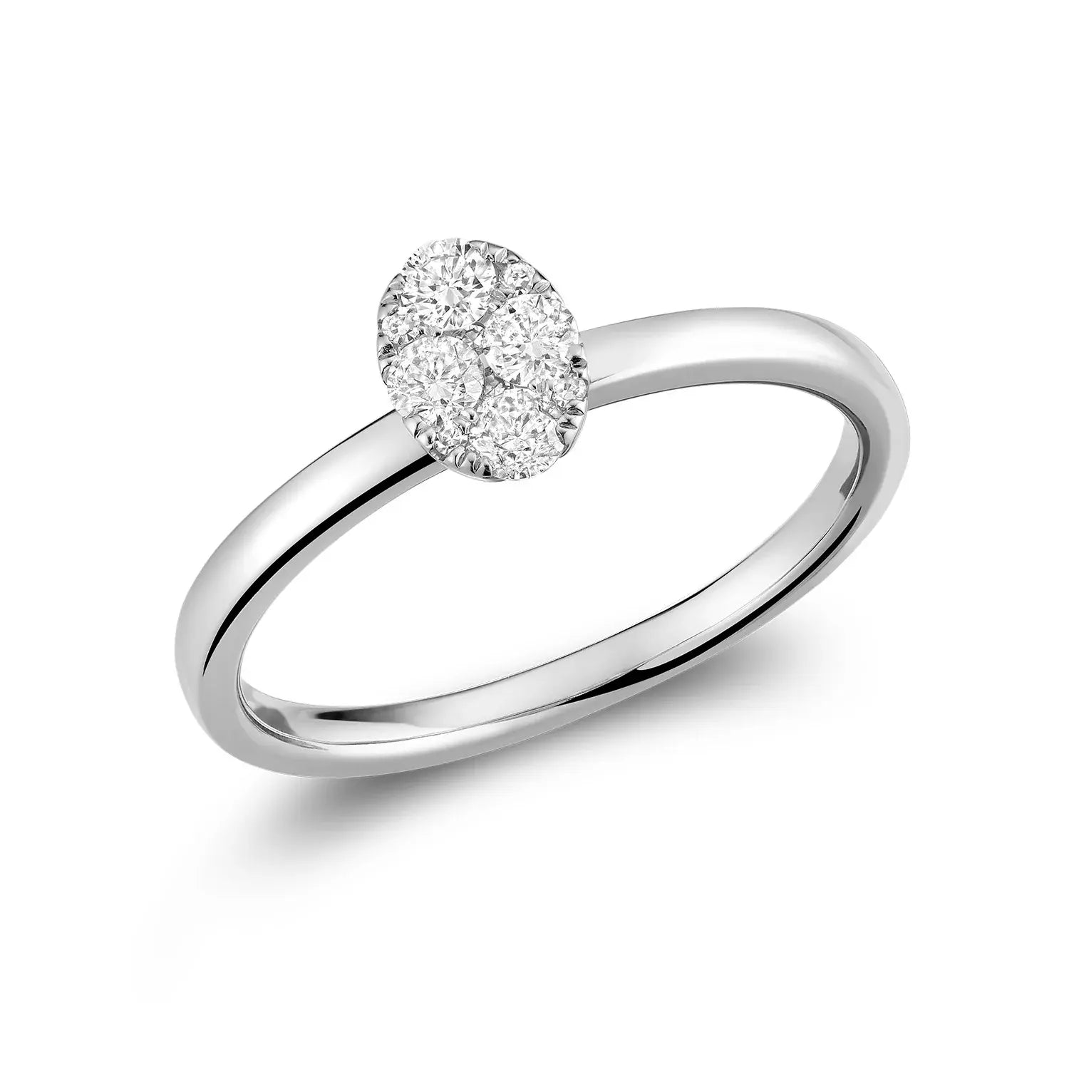 14K White Gold Diamond Oval Cluster Ring