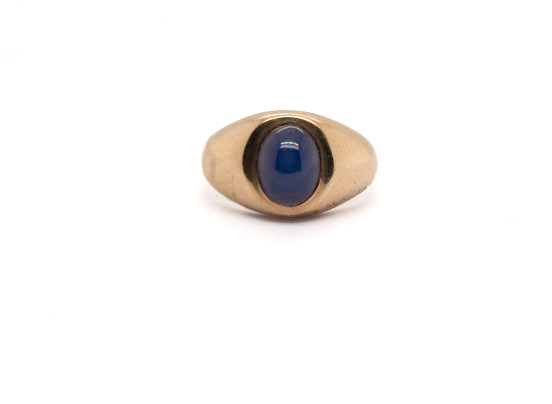 10k Yellow Gold Synthetic Blue Star Sapphire