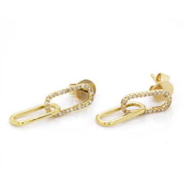10k Gold & Diamond Paperclip Earrings