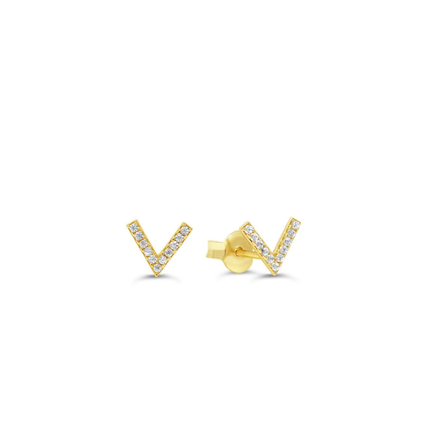 "V" Cubic Zirconia Studs