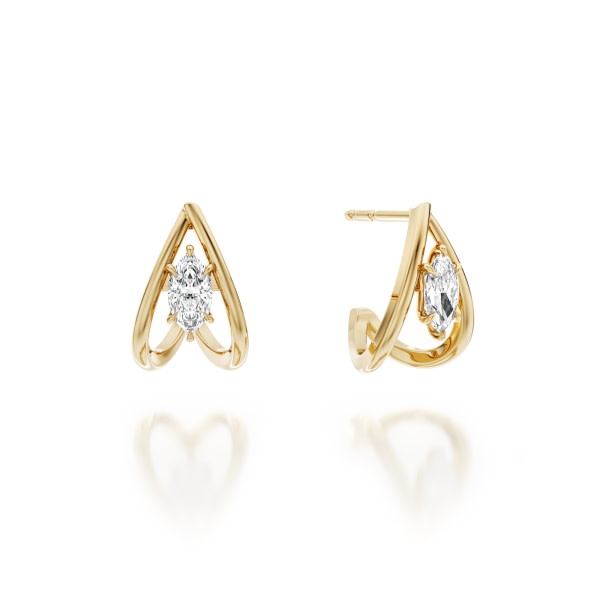 Lab Diamond J-Hook Marquise Studs
