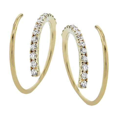 14k Yellow Gold Diamond Loop Earrings