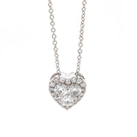 14K White Gold Diamond Heart Cluster Necklace