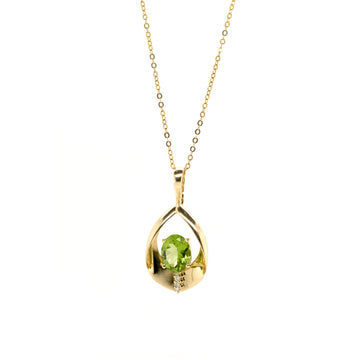 14k Yellow Gold Green Quartz Necklace