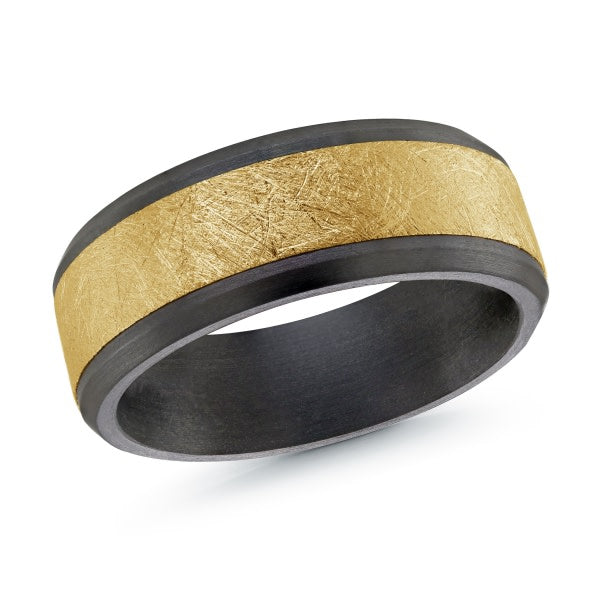 14K Gold And Black Zirconium Wedding Band