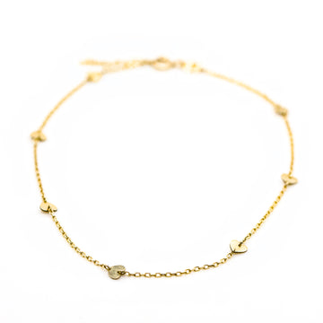 10k Yellow Gold Heart Anklet