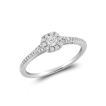 10K Gold Diamond Pave Cushion Halo Ring