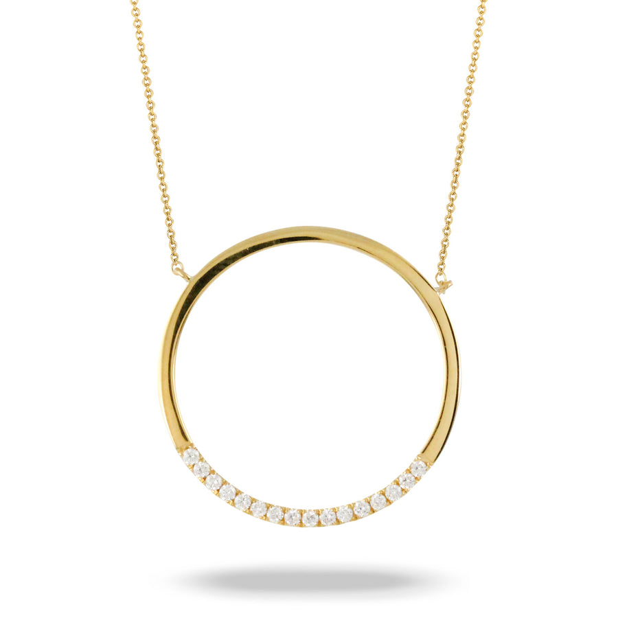 18K Yellow Gold Diamond Fibonacci Circle Necklace