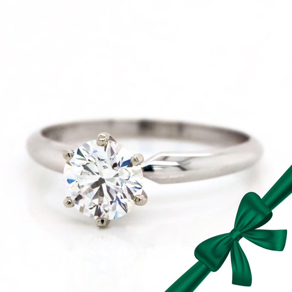 14K White Gold Solitaire Lab Grown Diamond Engagement Ring