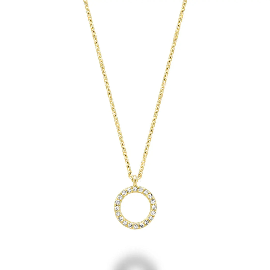 14k Gold Diamond Open Circle Necklace