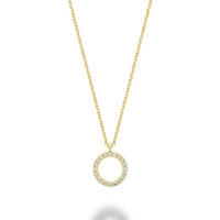 14k Gold Diamond Open Circle Necklace