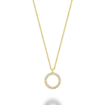 14k Gold Diamond Open Circle Necklace